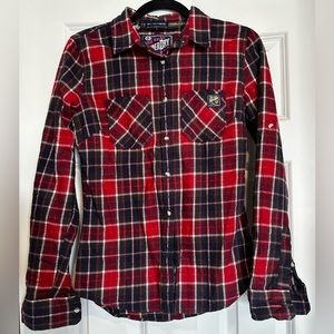 Superdry plaid button down shirt size S